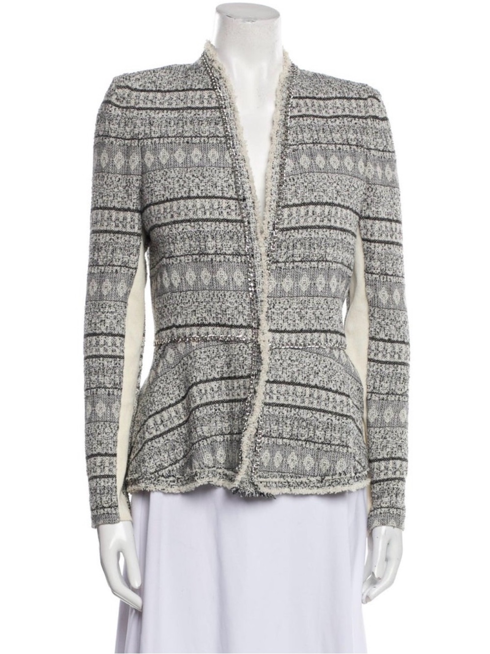 Rebecca Taylor Gray Textured Knit Peplum Jacket